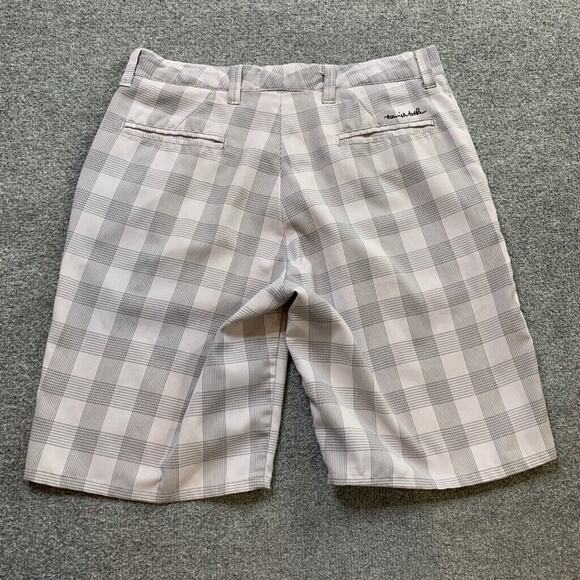 Travis Mathew Shorts Mens 32 Cool Grey Houndstooth Plaid Performance Rayon Blend - Picture 8 of 13
